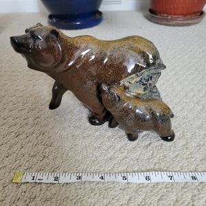 Ceramic Brown Bear Mother With Cub